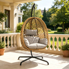 Honeycomb Rattan Egg Hanging Chair with Stand