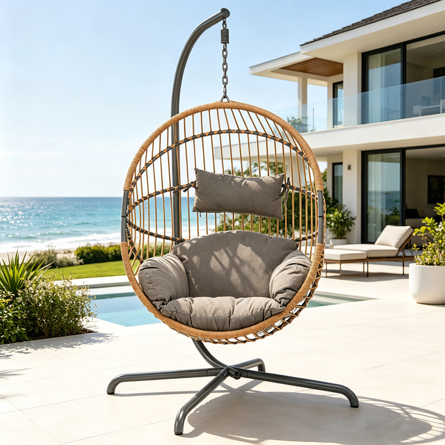 Egg Rattan Hanging Chair with Stand
