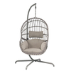 Gray Rattan Egg Hanging Chair with Stand