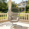 Gray Rattan Egg Hanging Chair with Stand